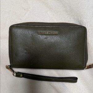 Michael Kors Dark Green Leather Wristlet